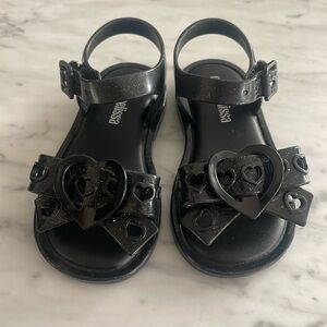 Mini Melissa Black Sparkle Heart Jellies